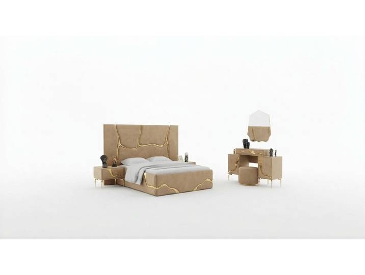 Xlmoebel Polsterbett Luxusbett mit goldenem Schlangenmuster und eleganter Verarbeitung (Bett ohne Matratze, 1-tlg., Bett + Matratze), Hergestellt in Europa