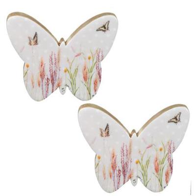 Dekofigur CREATIV HOME "Schmetterling", bunt (pastellrosa), B:19cm H:15cm T:2,5cm, Dekofiguren, mit floralem Dekor