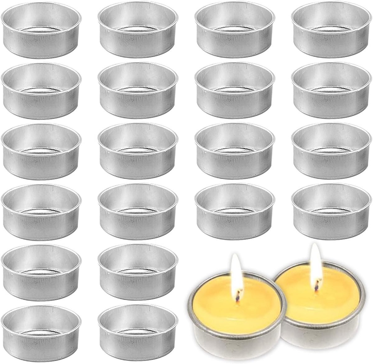 Set van 20 zilverkleurige metalen theelichthouders voor tafeldecoratie