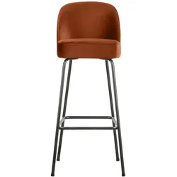 Barhocker Vogue aus Samt, modernes Design, rostfarben, gepolstert, Metallgestell