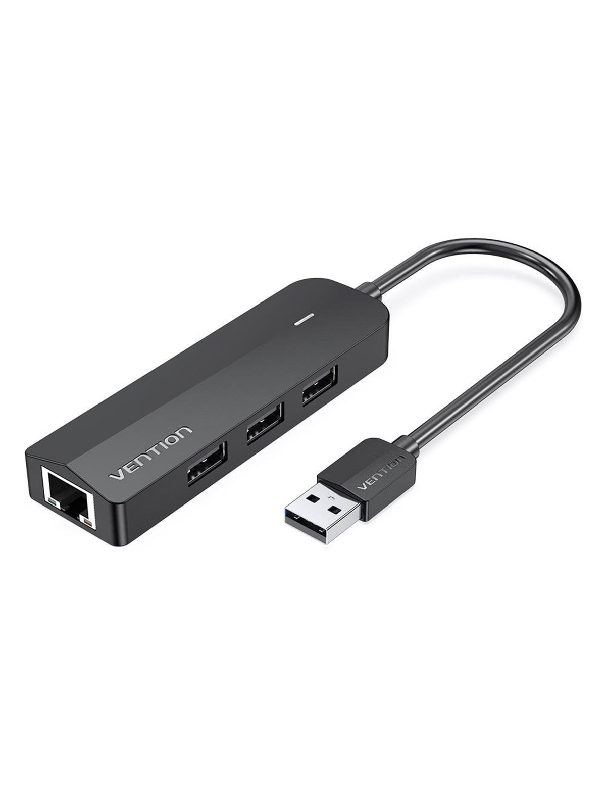 Vention 3-Port USB 2.0 Hub with 100M Ethernet Adapter 0.15M Black USB-Hubs - USB 2.0 - 5 - Schwarz