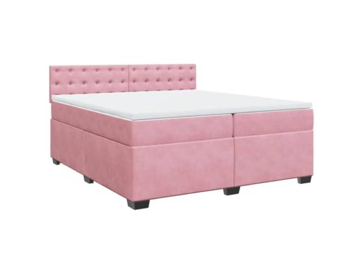 vidaXL Boxspringbett mit Matratze Rosa 200x200 cm Samt