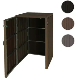 1er WPC-Mülltonnenverkleidung HWC-J28, Premium Mülltonnenbox, Metall Holzoptik, erweiterbar ~ braun