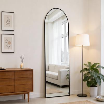 Fusion Finds Full Length Mirror Wall Mounted Over The Door Full Body Mirror With Aluminum Frame black arched