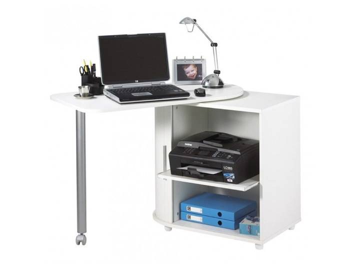 Bureau Informatique Blanc et Table Pivotante - http 800 - L 105 x l 55 x H 74.7 cm