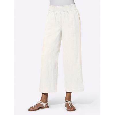 Culotte CASUAL LOOKS, Damen, Gr. 38, Normalgrößen, beige (ecru), 55% Leinen, 45% Baumwolle, unifarben, 7/8-Länge, Hosen Culotte