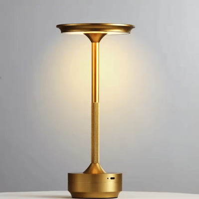 Inspire Curations Rechargeable Wireless Touch Table Lamp USB C Portable LED Bedside & Camping Light gold