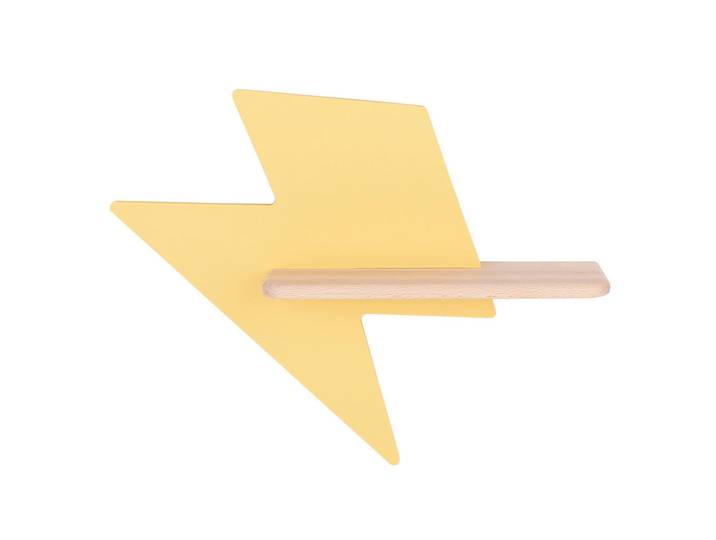 Kinderwandleuchte Lightning, Gelb, Holz, Metall, Eiche, 12x31x40 cm, RoHS, Europäischer Sicherheitsstandard, einfach zu transportieren, Lampen & Leuchten, Innenbeleuchtung, Kinderzimmerlampen, Kinderwandleuchten