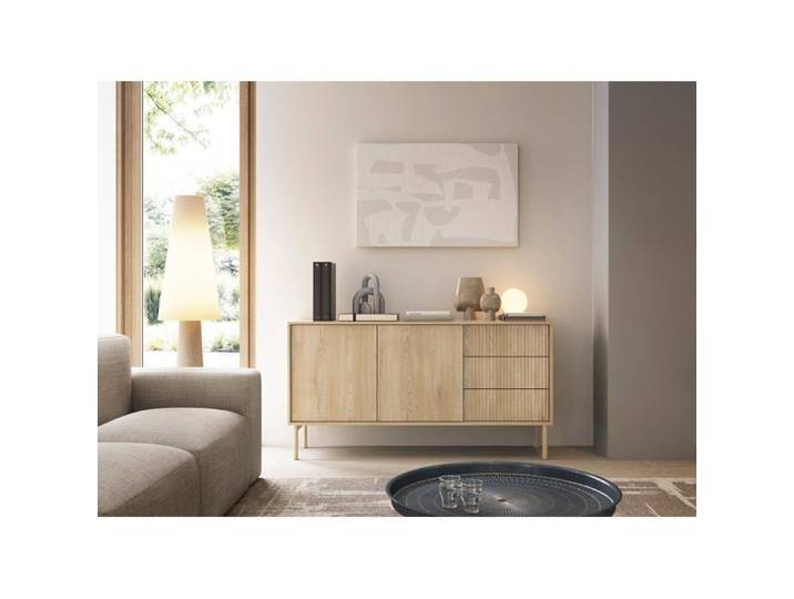 Buffet 2 portes - 3 tiroirs - TAVO - 153cm - Cremona Eiche