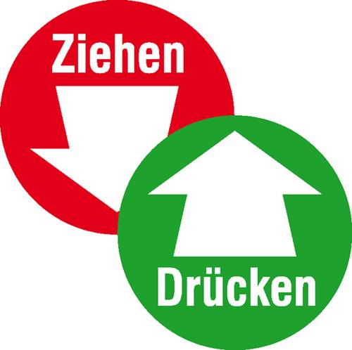 Türschild Ziehen/Drücken mit Pfeil Folie selbstklebend (Ø) 60mm 60mm 1St.