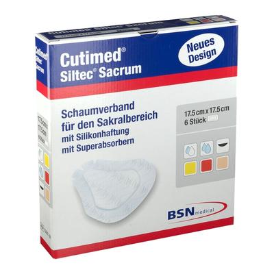 Cutimed Siltec Sacrum 17,5x17,5 cm Kompressen 6 St