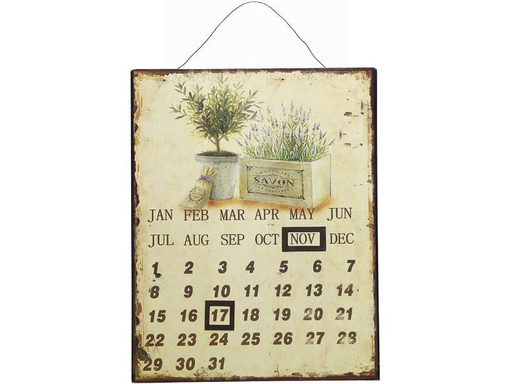 Bild AMBIENTE HAUS Metallbild Kalender - Lavendel 25x33cm , farbe bild(er): multi, B:25cm H:33cm, Metall, Bilder, Bild, Jahreskalender mit verstellbaren Magneten