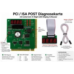 PowerGuard PC Analyzer POST Diagnosekarte PCI ISA mit externem LED Display, Kontrollerkarte