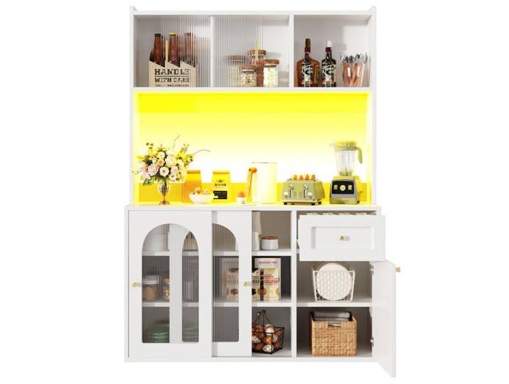 Armoire de cuisine armoire haute armoire de vitrine armoire de buffet avec étagères réglables armoire de salle à manger blanc