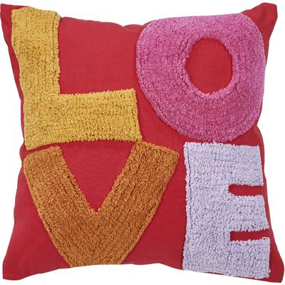 Dekokissen DONE. "CUSHION HAPPY L.O.V.E", bunt (bunt, schriftzug bestickt), B:45cm H:1cm L:45cm, Baumwolle, Dekokissen_Sitzkissen_Kissenhüllen