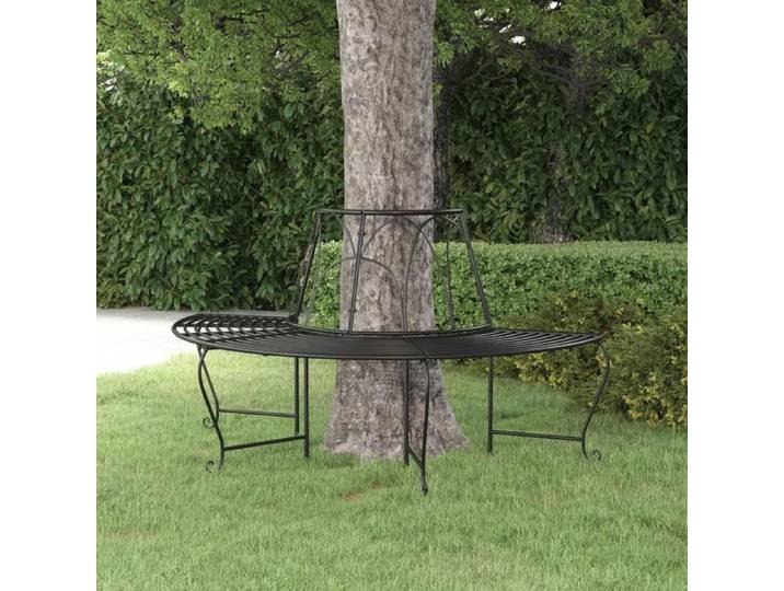 (Promo 2026)Banc de terrasse - SHIELD - Meuble d'extérieur - Banquette pour balcon demi-circulaire tour d'arbre Ø159cm Noir Acier 8