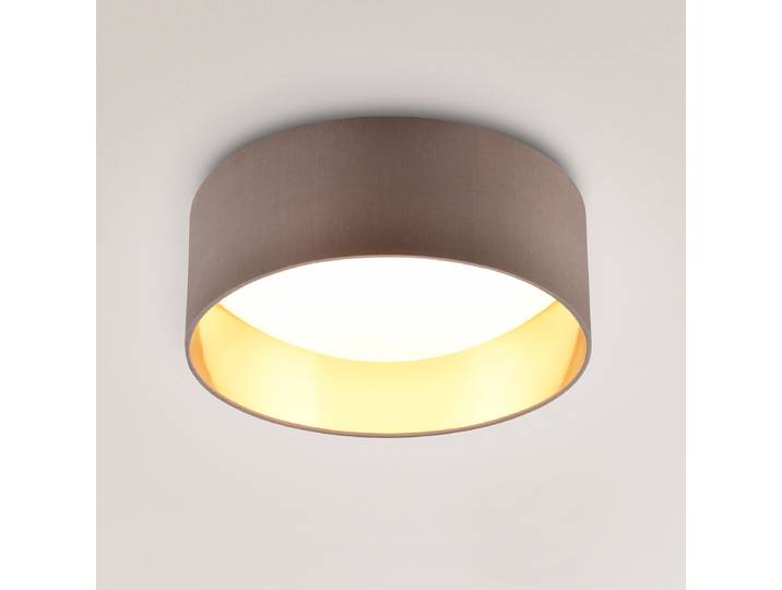 Plafonnier LED Ø 30cm Doré/Marron/Taupe/Doré Tissu mélangé LED Module LED