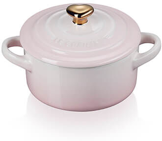 Le Creuset Shell Pink Petite Round Casserole with Heart Knob