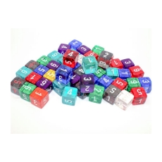 Chessex Würfelset - Translucent Würfel D6 (50 x W6) im Beutel - farblich gemischt 293368