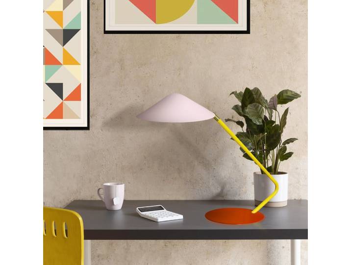 Lampe à poser métal multicolore abat-jour rose