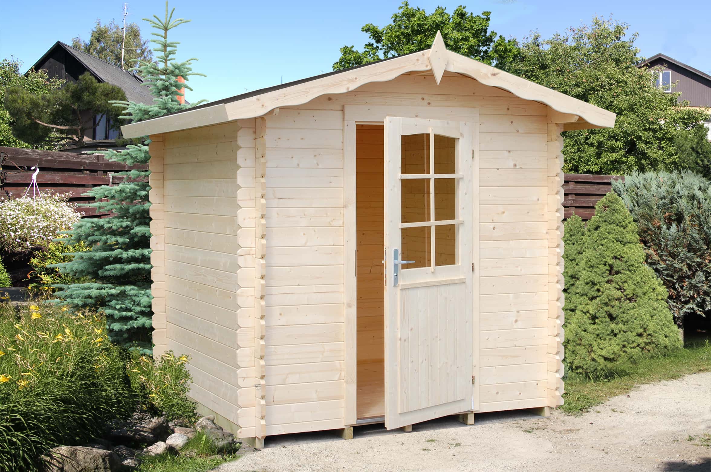 Palmako Gartenhaus Vivian 3,8 m² Gerätehaus aus Holz Geräteschrank Wandstärke: 28 mm Inklusive: Fußboden