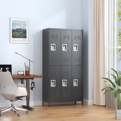 Telepassa "72""H 6 Door Metal Lockers With Lock for School Garage,Gym Office,Employees"
