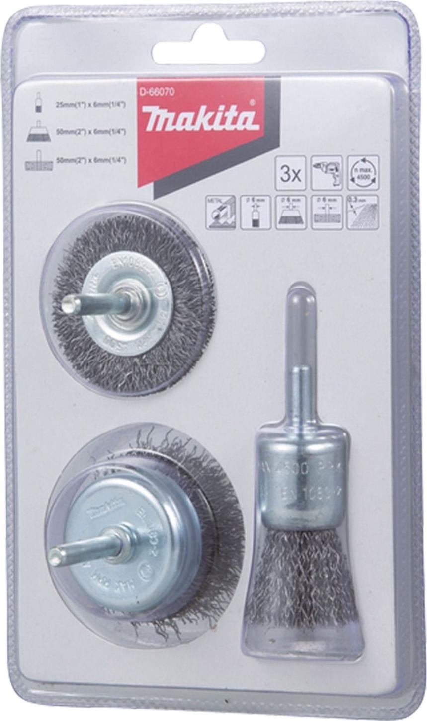 Makita Set van 3 ronde borstels, staal