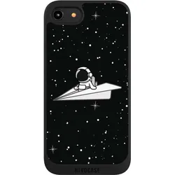 Nivocase Handyhülle für Apple iPhone 8 Hülle NIVOpure Case Schwarz Astronaut Comic Papier (Apple iPhone 8), Smartphone Hülle, Schwarz