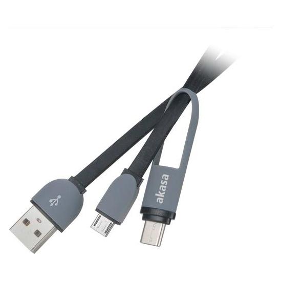 Akasa AK-CBUB35-10BK USB Kabel USB 2.0 USB A USB C/Micro-USB B (1 m, USB 2.0) (AK-CBUB35-10BK)