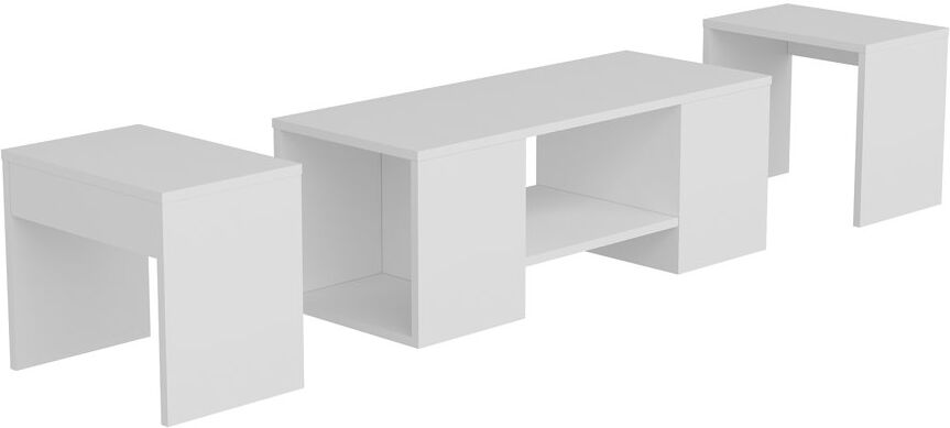 Destina Home Frame Nesting Coffee Table Set of 3 with Open Shelf Storage White 40cm H X 100cm W X 40cm D