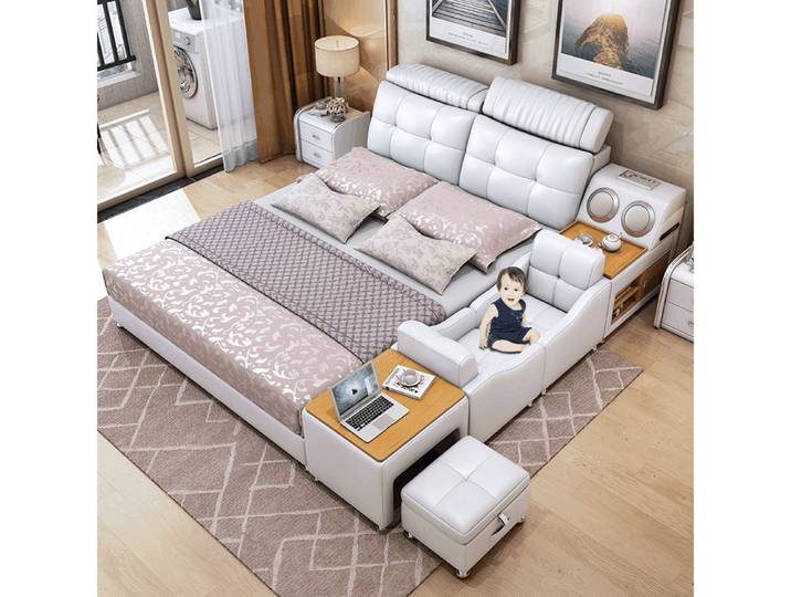 Xlmoebel Multimediabett Bettgestell für Doppelbetten in modernem Design (Multifunktions Bett), Hergestellt in Europa