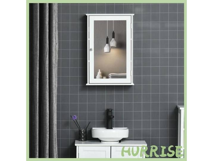 Cocosity Armoire Murale De Salle De Bain Avec Miroir - Armoire À Glace - Placard De Rangement Toilettes - 1 Porte 2 Étagères - Ve
