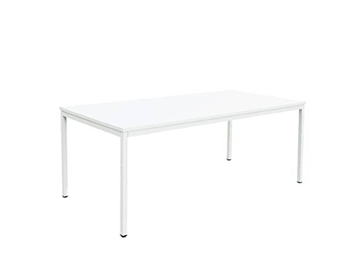 Schrank & Stuhl Schreibtisch – Bürotisch mit Holztischplatte und verstellbaren Füßen, einfache Montage und leicht zu reinigen, 200 x 80 cm, Weiß