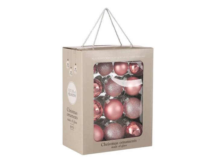 Boule de noël rose verre h7xl7xl7cm
