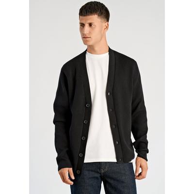 Cardigan JUNK DE LUXE "Cardigan Relaxed Fit", Herren, Gr. XL, schwarz, Obermaterial: 80% Baumwolle, 20% Polyester, unifarben, Strickjacken