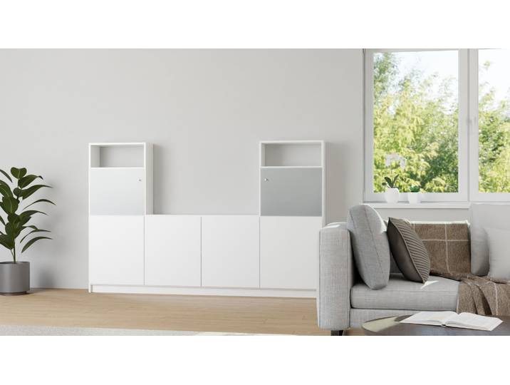 Regal mit Media-Aussparung MDF Beschichtet MDF Weiß matt