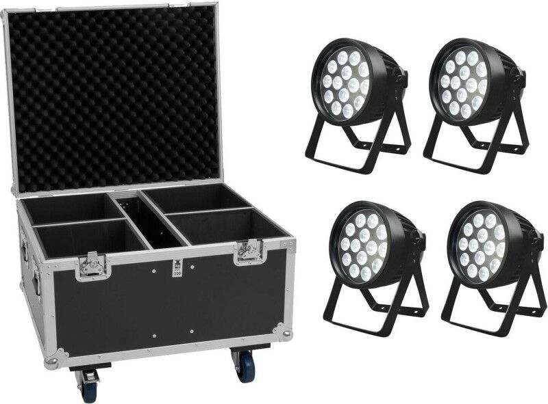 EuroLite Set 4x LED IP PAR 14x8W QCL RGBW IP65 + Flightcase (20001050)