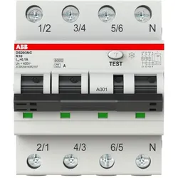 ABB DS203NCK10A100 FI/LS-Schalter Icn = 6.000 A nach IEC/EN 61009-1, Icu = 10 kA IEC/EN 60947-2 2CSR256140R2107