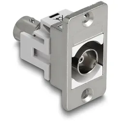 DELOCK Panel Mount BNC Bu zu BNC Bu silber / weiß