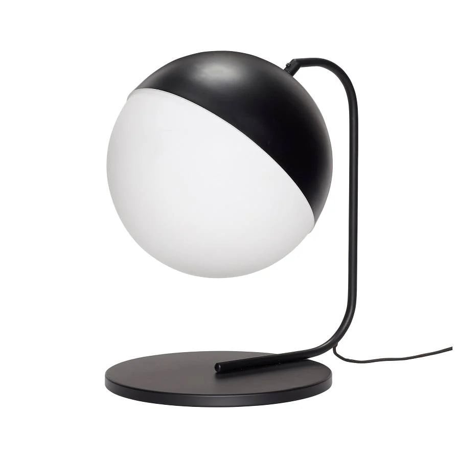 Hubsch Tafellamp zwart metaal met wit glas