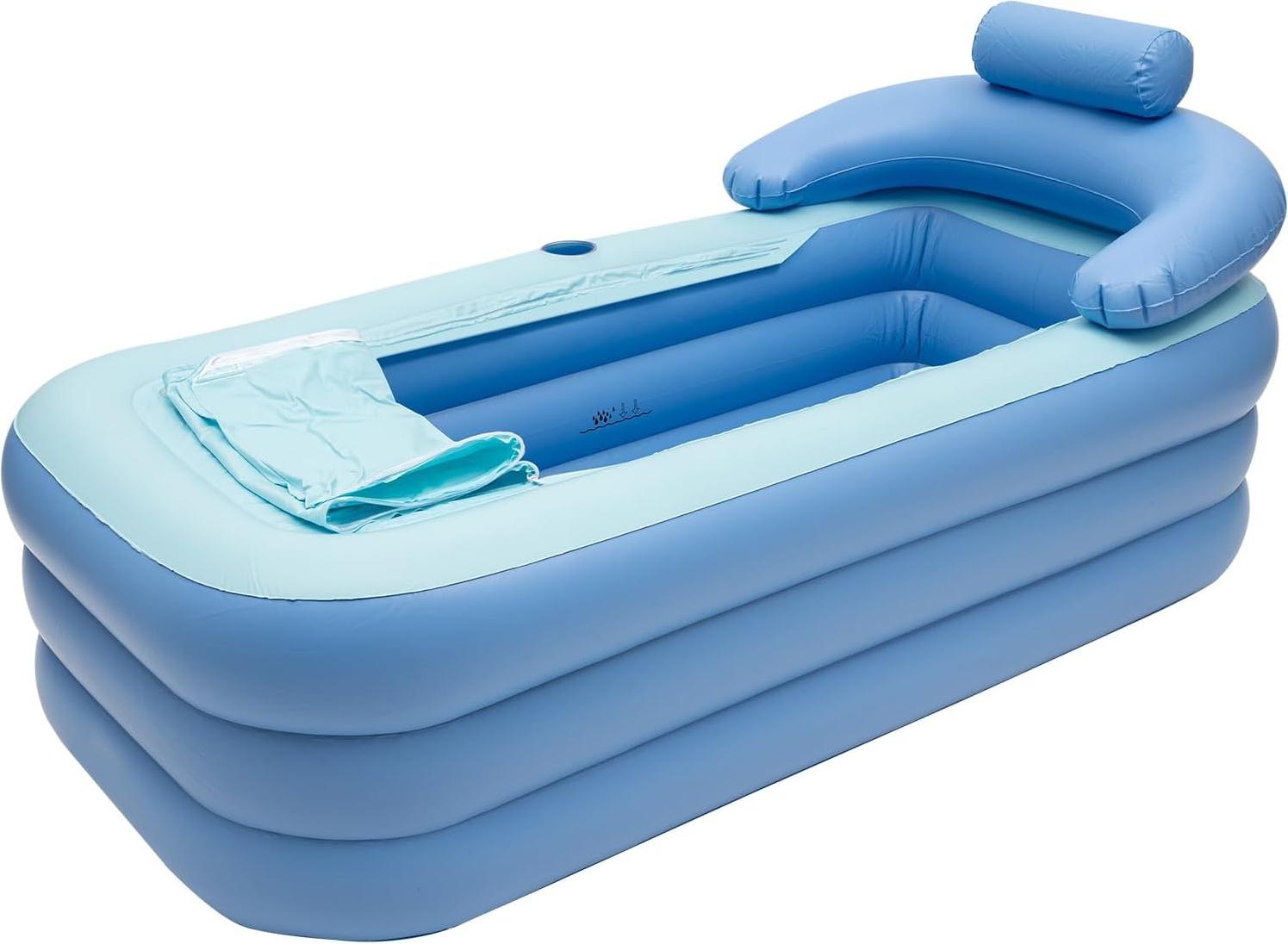 Mobiler SPA-Badkuip mit Kissen und Abwasserrohr, 150 x 80 x 43 cm