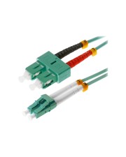 Helos Patch-Kabel LC Multi-Mode M bis SC multi-mode M 10 m Glasfaser 50/125 Mikrometer OM3 Aquamarin (115746)