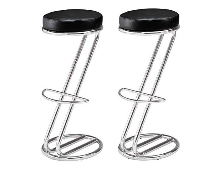 pemora Barhocker Z Form 2-er Set Zeus/Zeta Barhocker Z Design verchromt Kunstleder schwarz