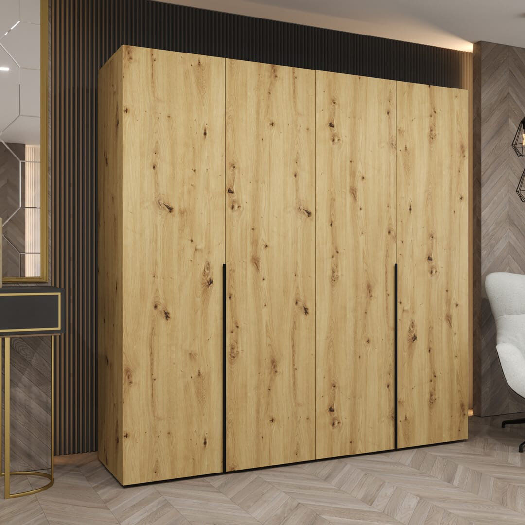 Latitude Run Blina 4 Door Wardrobe Oak Artisan 200cm W X 52cm D