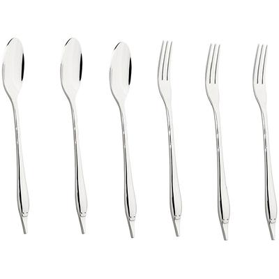 Besteck-Set MULEX "Mini Besteck bestehend aus 3x Löffeln und 3x Gabeln", silber (silberfarben), 6 tlg., Chromstahl, Essbesteck-Sets, praktisch für Camping, Picknick, Wandern - oder einfach für den Salat