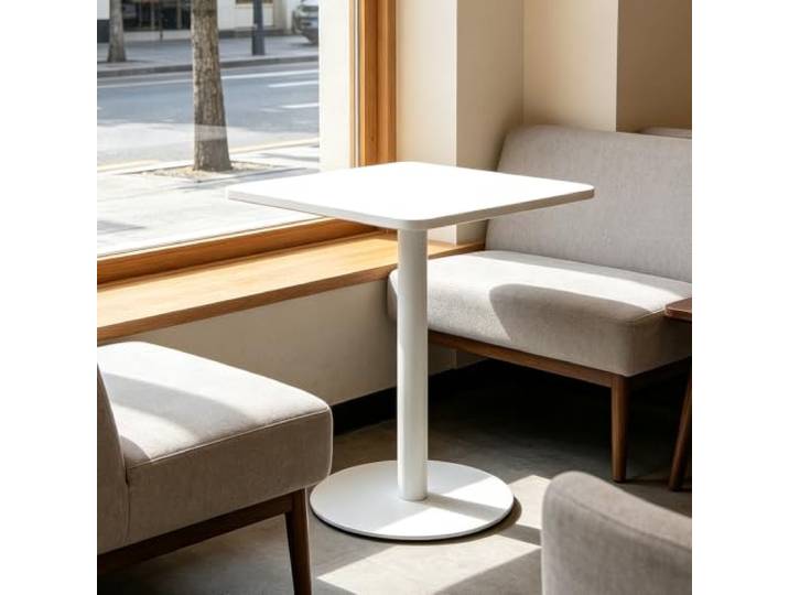 Robuster, Freistehender, Quadratischer, Weißer Tisch, Einfach Zu Montierender Café-Sockeltisch, Kompakter Esstisch Mit Mehreren Szenen Für Drinnen Und Draußen, Café, Kleines Zuhause(70x70x73cm)