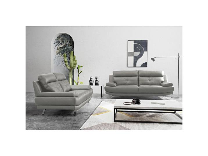 Livetastic 3-Sitzer-Sofa, Grau, Metall, Echtleder, Rindleder, 225x92x99 cm, Made in EU, Lederauswahl, Rücken echt, Wohnzimmer, Sofas & Couches, Sofas, 3-Sitzer Sofas