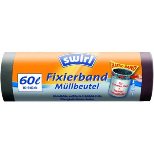 swirl Müllbeutel Reißfest & Dicht 5022 60,0 l schwarz, 10 St.