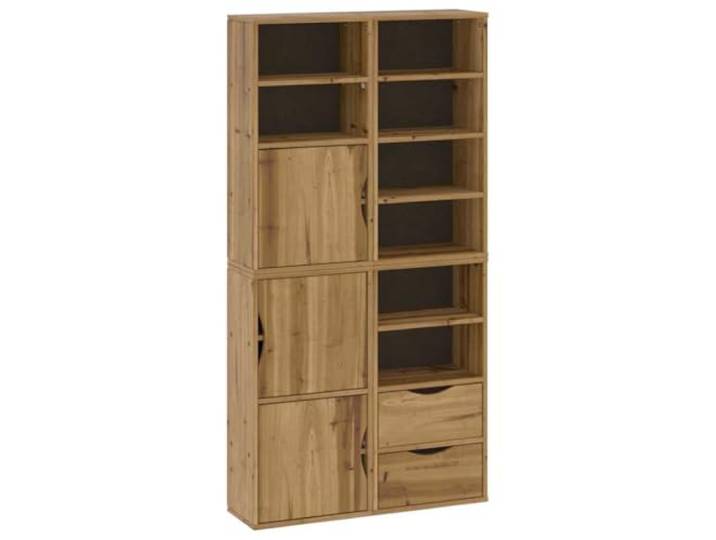Makastle Beistellschränke 4 STK. 40x24x79 cm Massivholz Kiefer, Braun, Modulares Design mit Türen, Schubladen und offenen Fächern