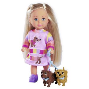Evi-Love Puppe Dooogs, ab 3 Jahre, Evi mit zwei Dackeln, 12 cm